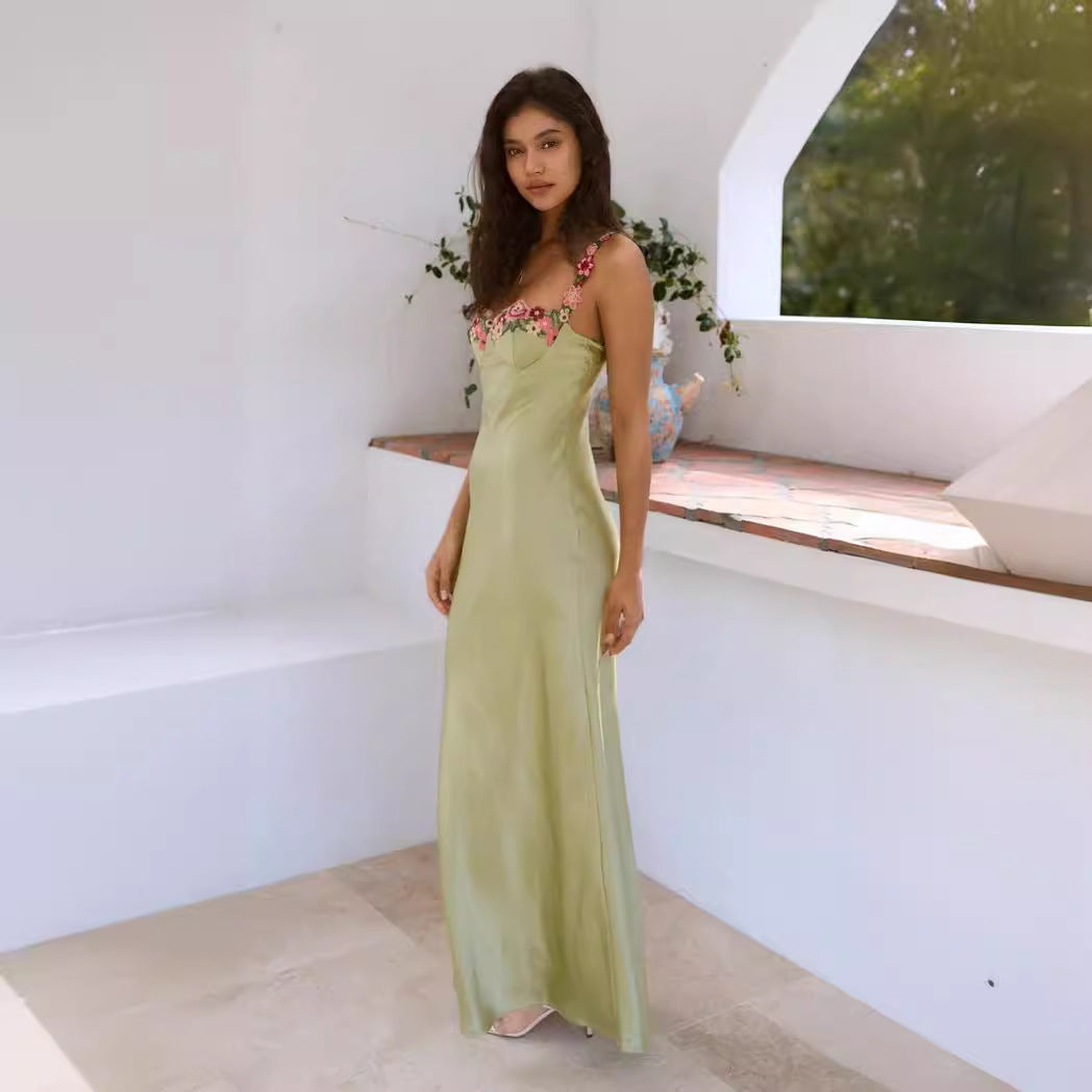 Ladies Floral Embellished Evening Glitter Dress Ivyshape