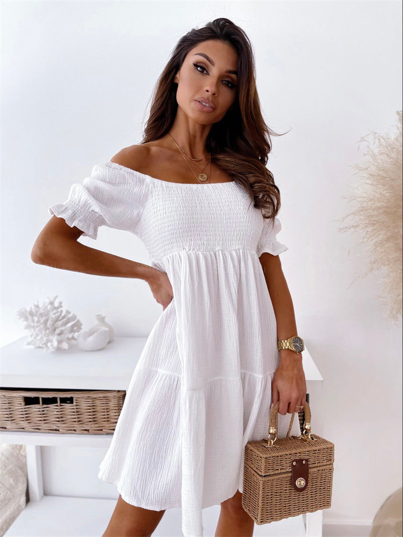 Ladies airy summer dress with puff sleeves and casual style Ivyshape