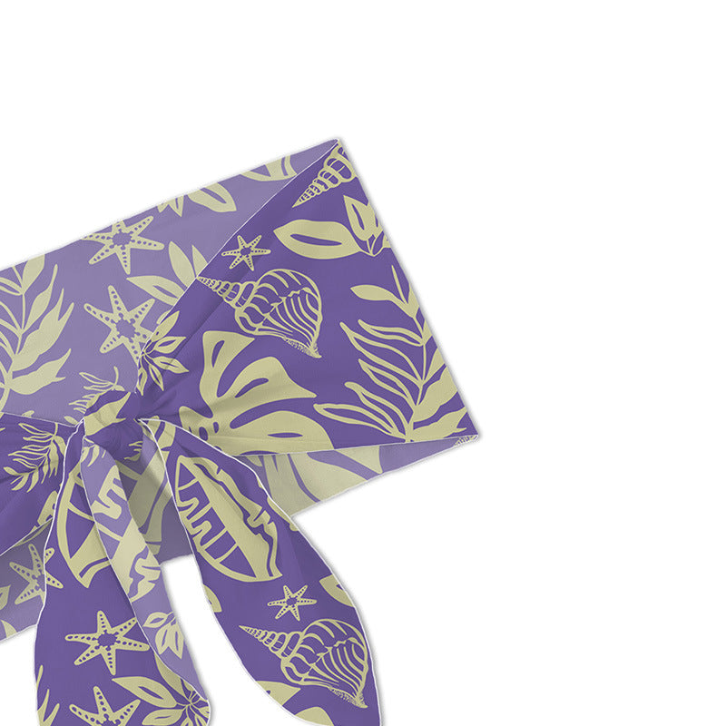 Ladies bandeau bikini set with playful leaf and shell motif Ivyshape