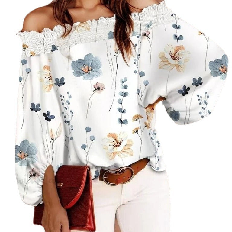 Women Off-Shoulder Floral Print Blouse Ivyshape