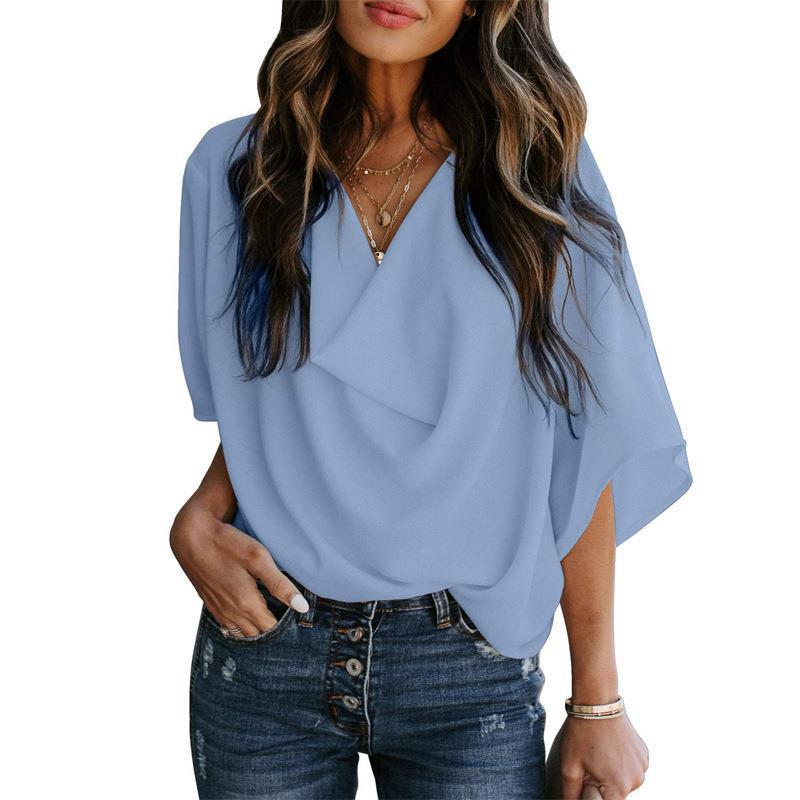 Ladies elegant crossover blouse with loose fit Ivyshape