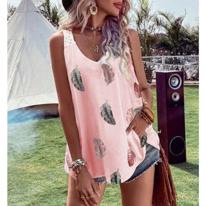 Women's summery blouse with leaf design Ivyshape