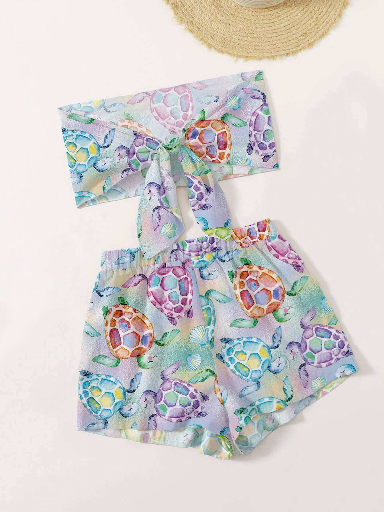 Women's trendy top with knot detail and cheerful sea motif Ivyshape
