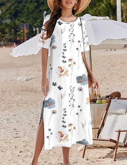 Women's Bohemian Style Maxi Dress with Side Slits Ivyshape