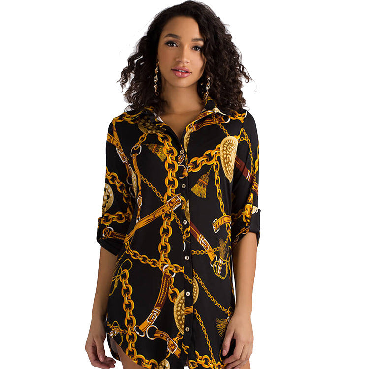 Women's blouse with eye-catching chain pattern and elegant details Ivyshape
