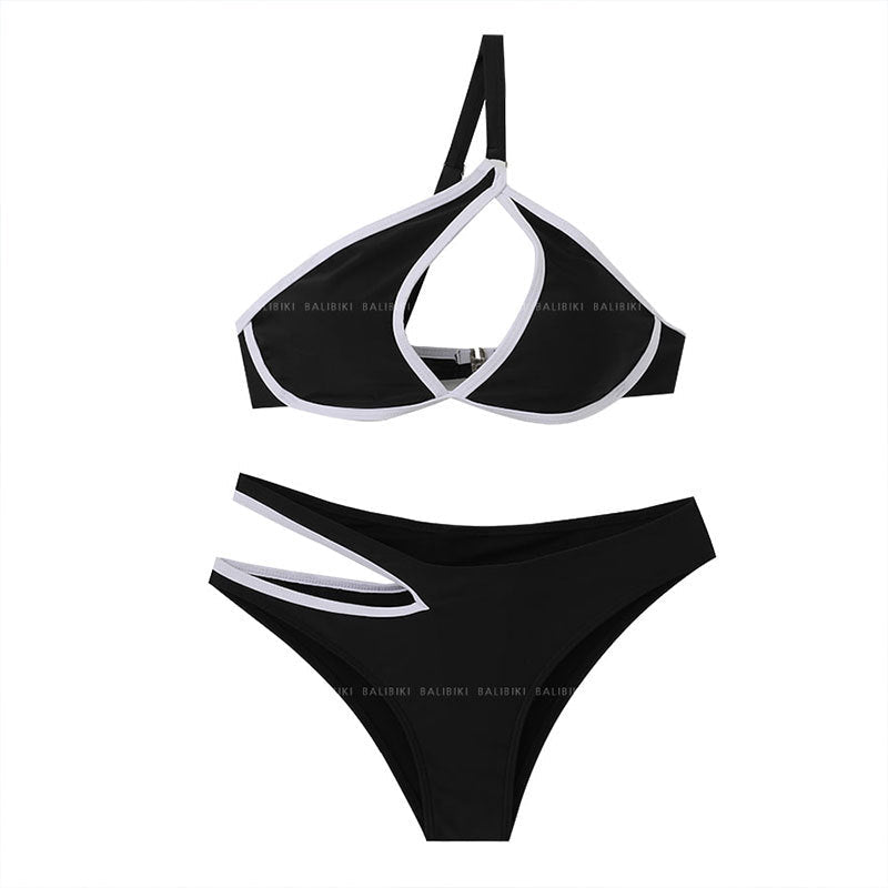 Ladies triangle bikini with asymmetrical cut-out and fashionable design Ivyshape