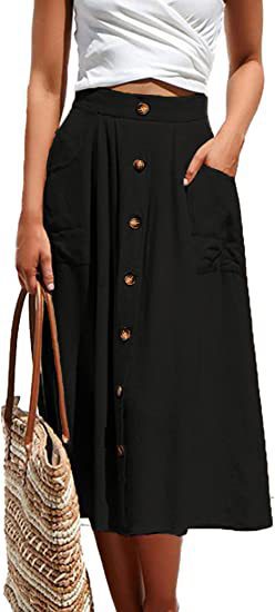 Women's A-line skirt with pockets and button placket Ivyshape