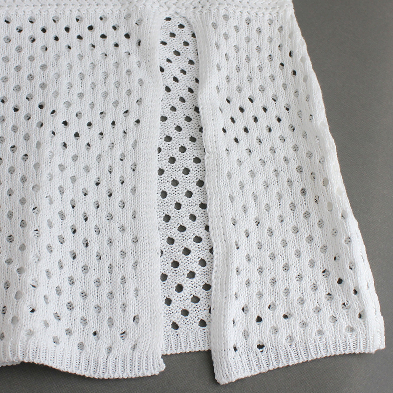 Women elegant knit dress with side slit and generous mesh design Ivyshape