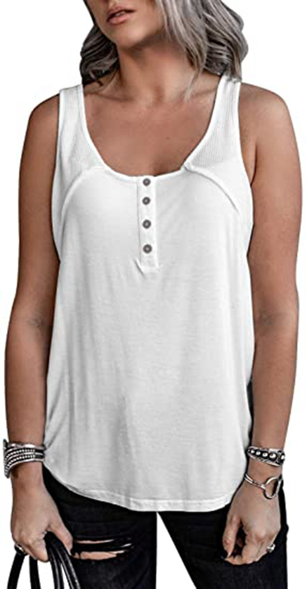 Women's military cut top with button placket Ivyshape