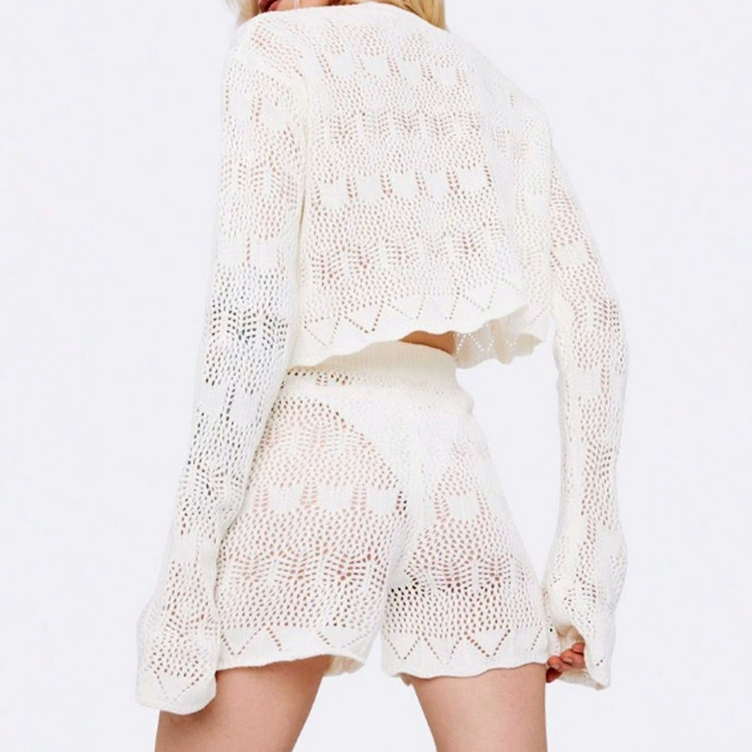 Women's airy knit set with modern lace pattern Ivyshape