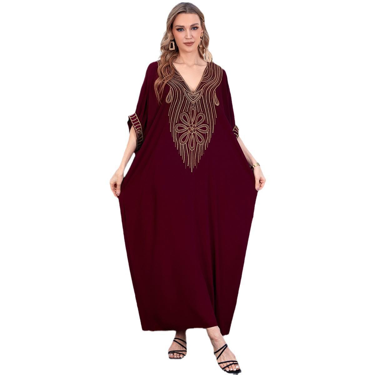 Women's maxi dress with luxurious embroidery and V-neck Ivyshape