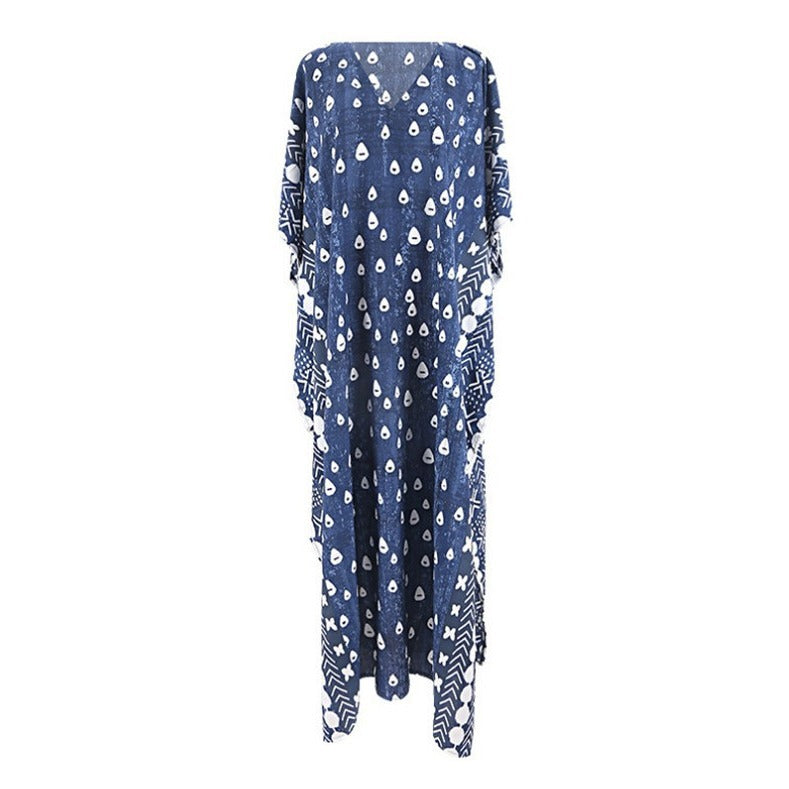 Ladies maxi beach dress with unique pattern and wide cut Ivyshape