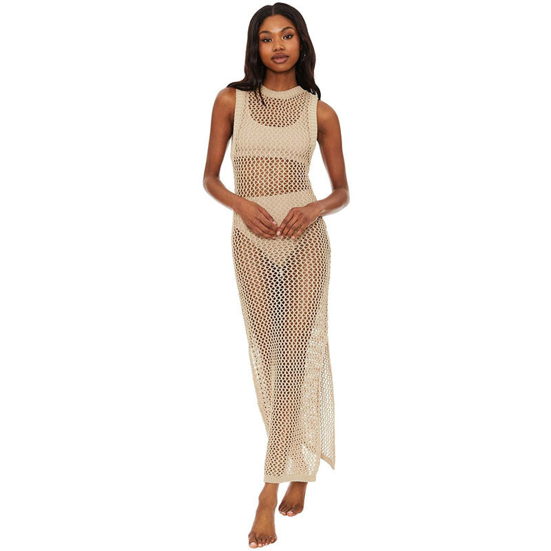 Women's mesh beach dress with high side slits Ivyshape