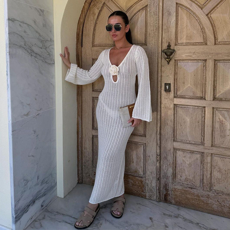 Women's Maxi Dress with Unusual Crochet Pattern Ivyshape