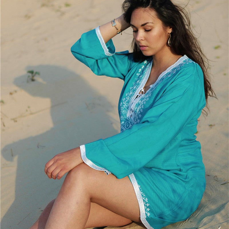 Women's beach dress with artistic embroidery by Ivyshape
