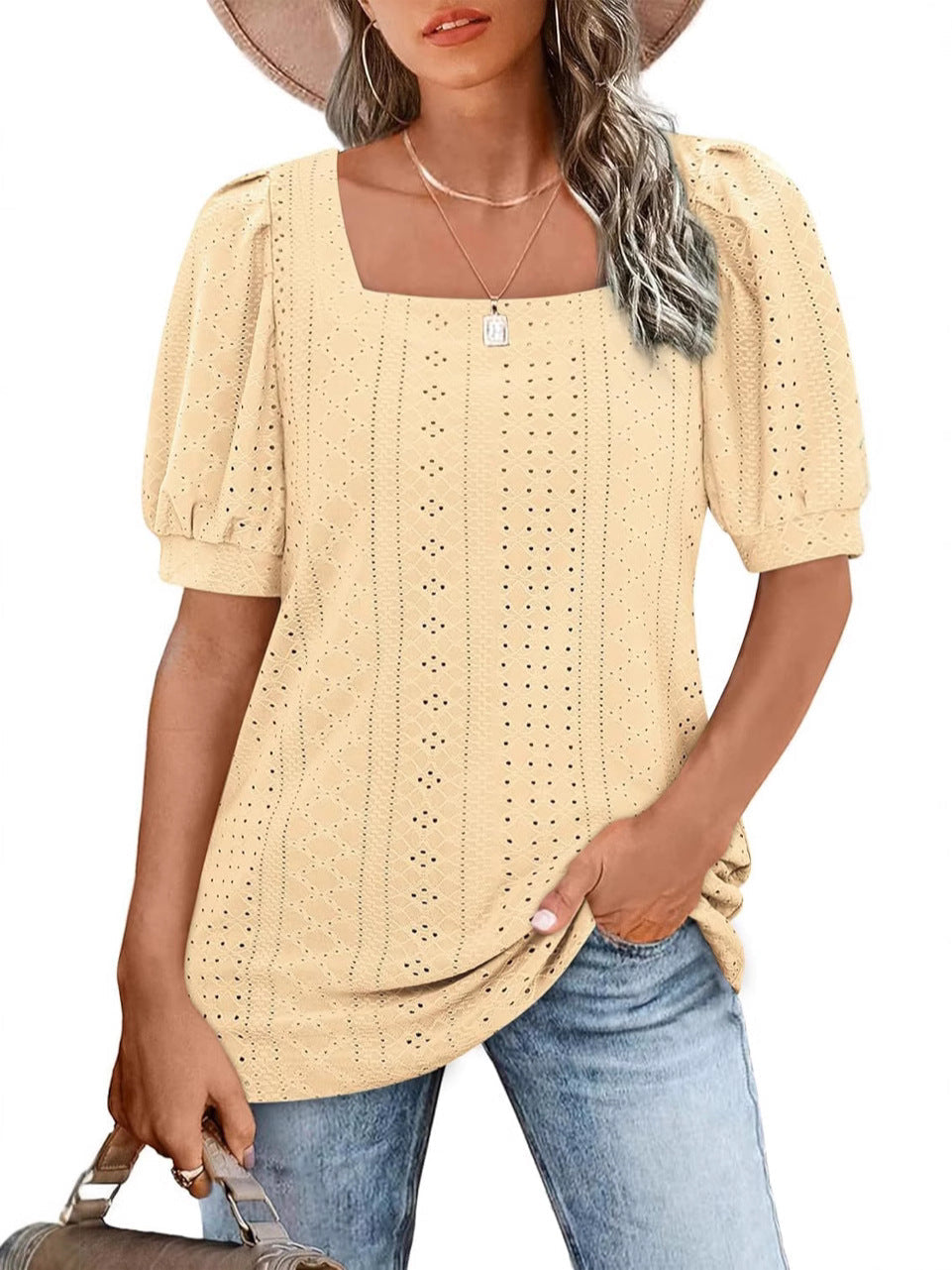 Ladies Elegant Puff Sleeve Blouse Ivyshape