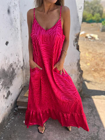 Women's sleeveless maxi dress with animal print Ivyshape
