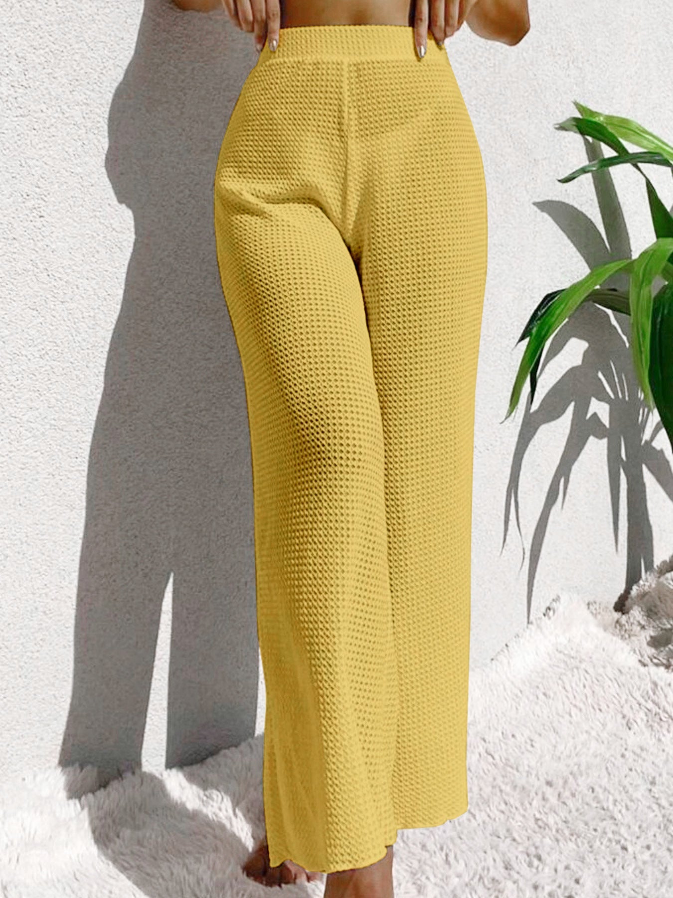 Women's Loose Stretch Overall Pants with Elegant Texture Ivyshape