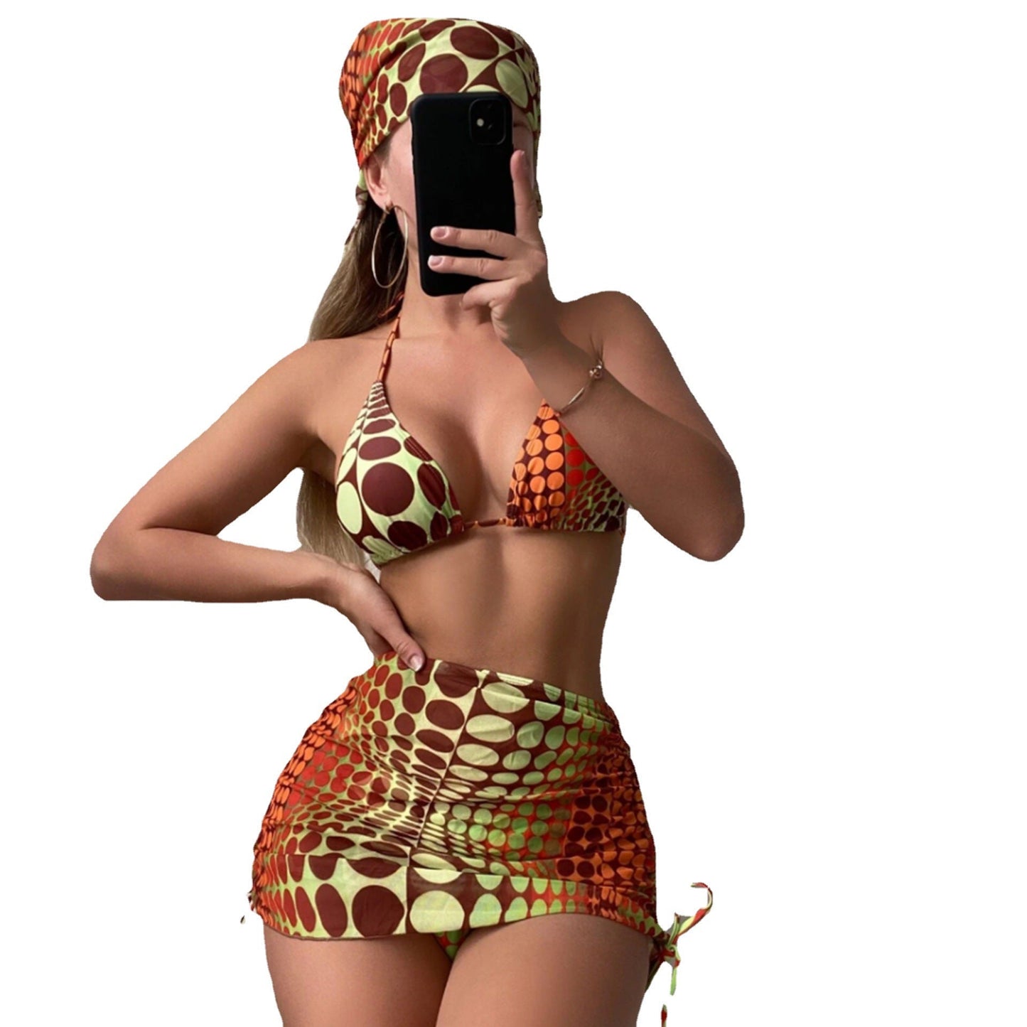 Women's Triangle Bikini Set with Asymmetrical Skirt Ivyshape