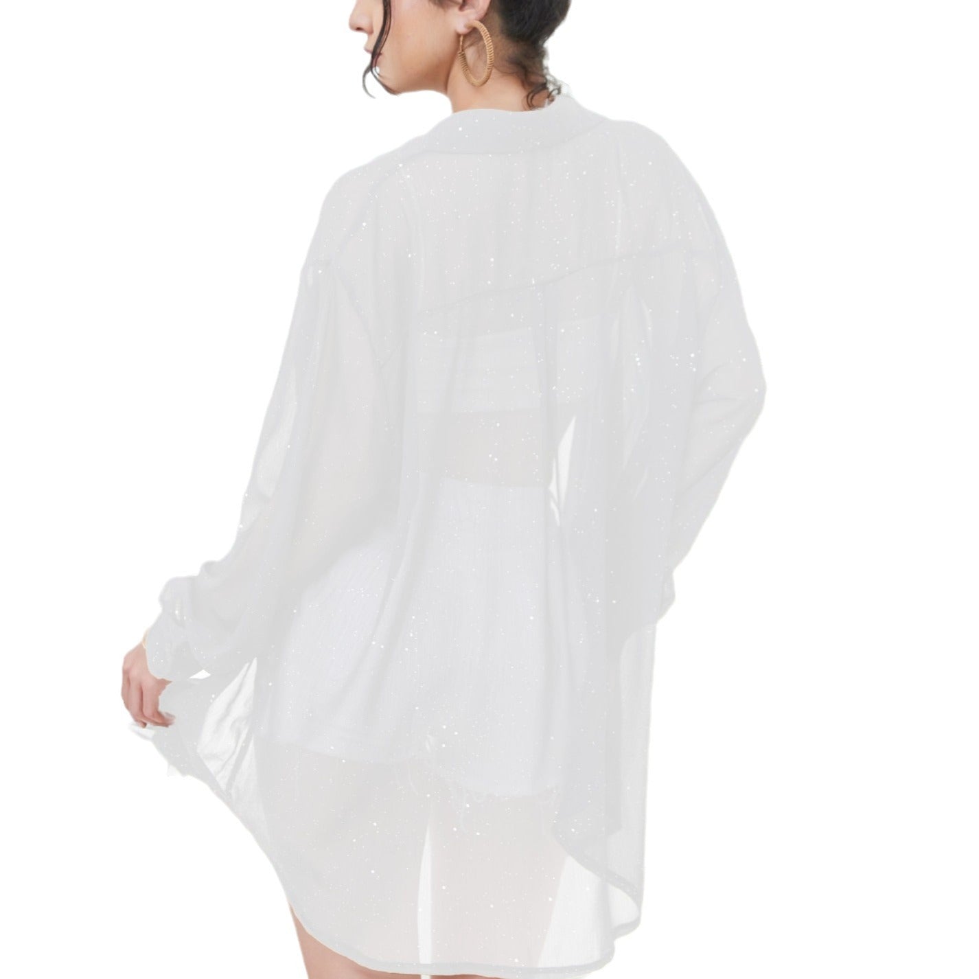 Women's Sheer Sparkling Cover-Up Blouse Ivyshape
