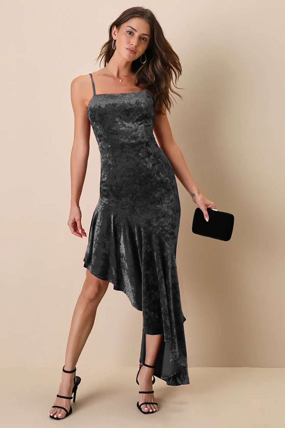 Women's Velvet High-Low Maxi Dress Ivyshape