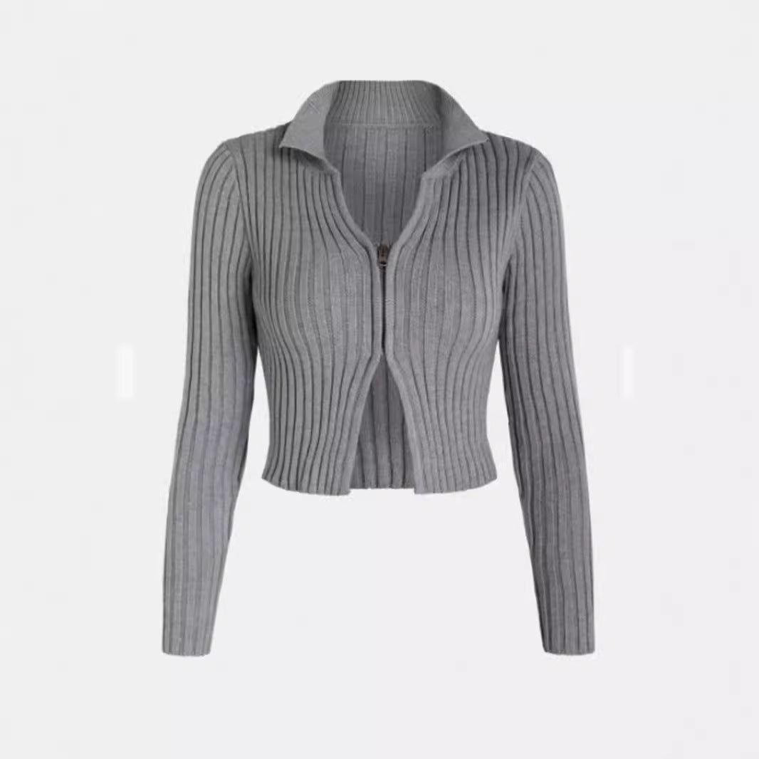 Women's cropped cardigan with zipper Ivyshape