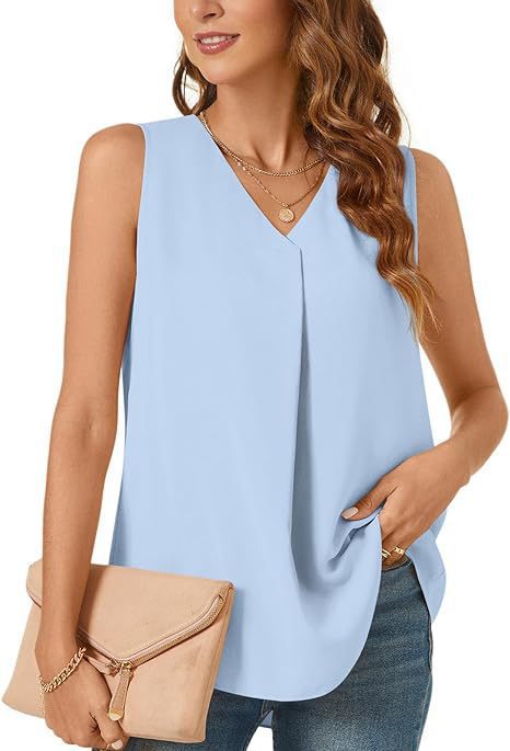 Women V-neck Pleated Casual Top Ivyshape