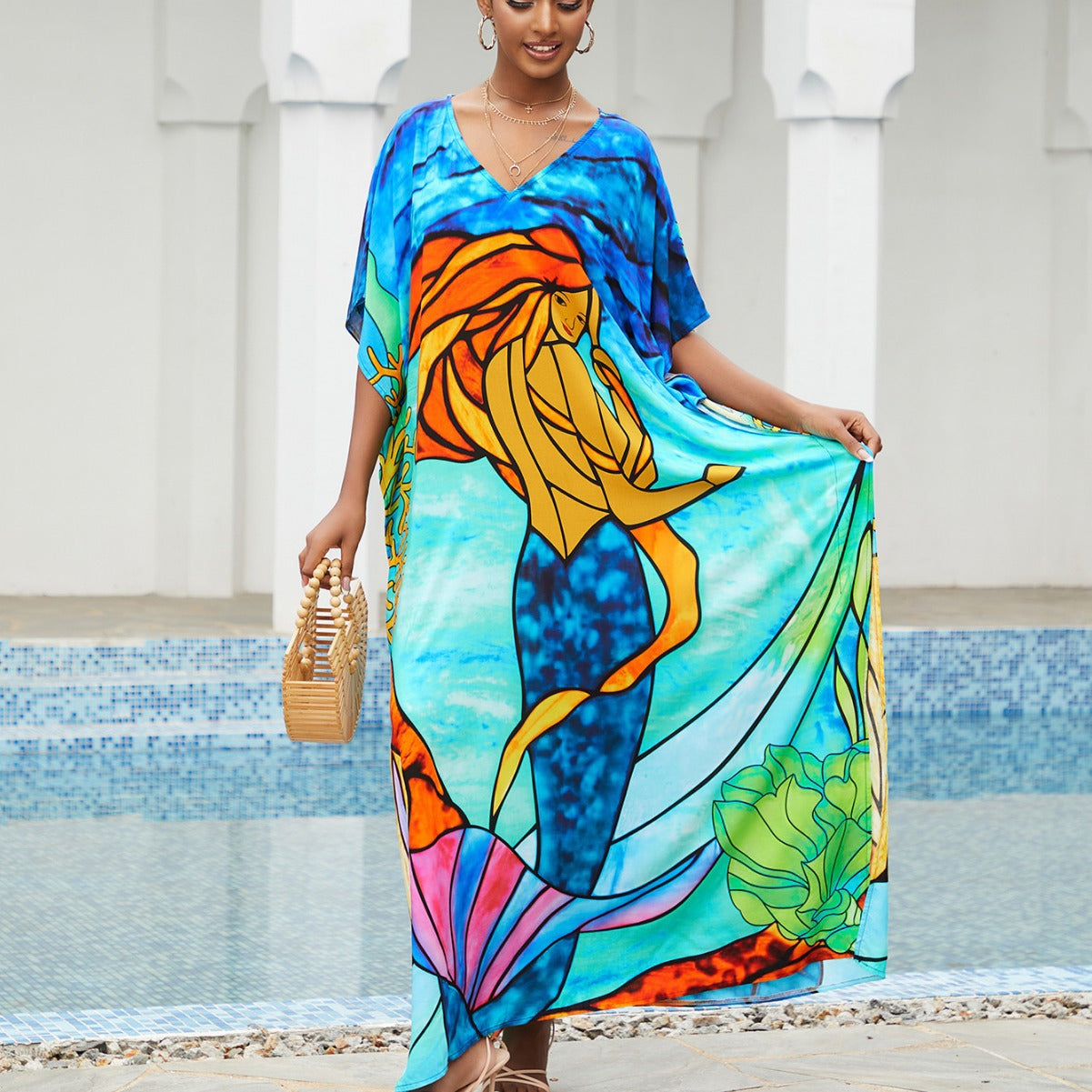 Women’s maxi dress in artistic spiral design Ivyshape