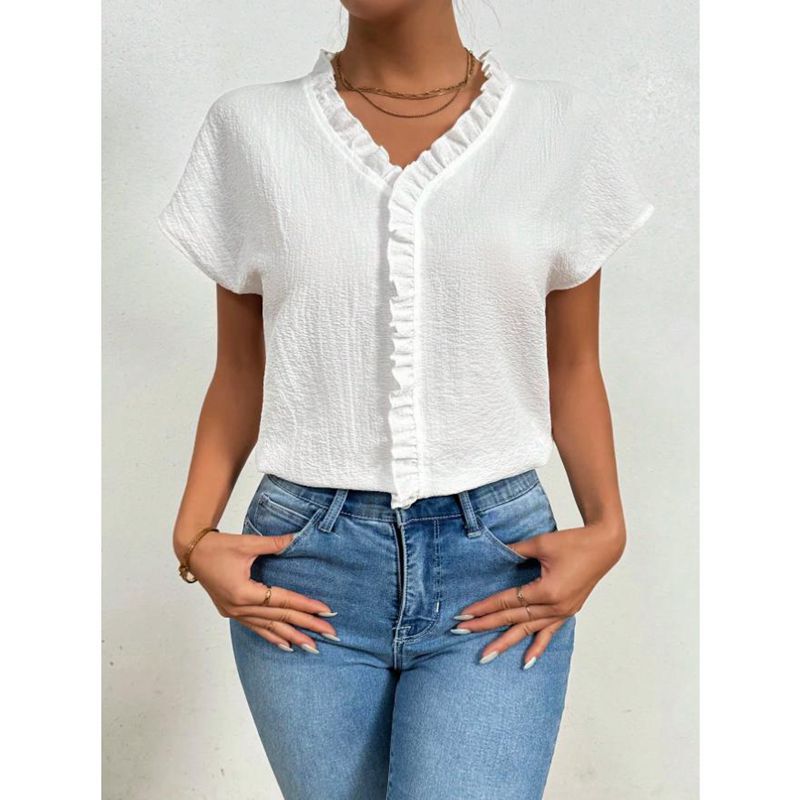 Women's blouse with ruffles and short sleeves Ivyshape
