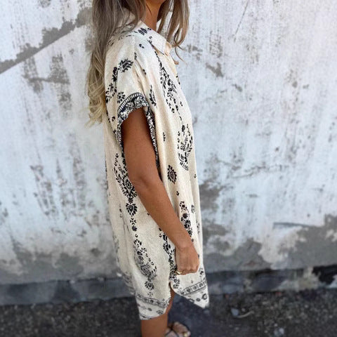 Women's Relaxed Bohemian Shirt Dress Ivyshape