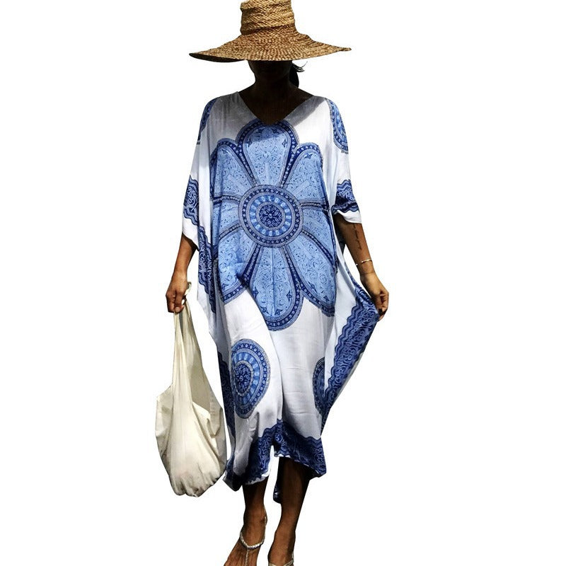 Women's Airy Beach Dress with Artistic Mandala Pattern Ivyshape