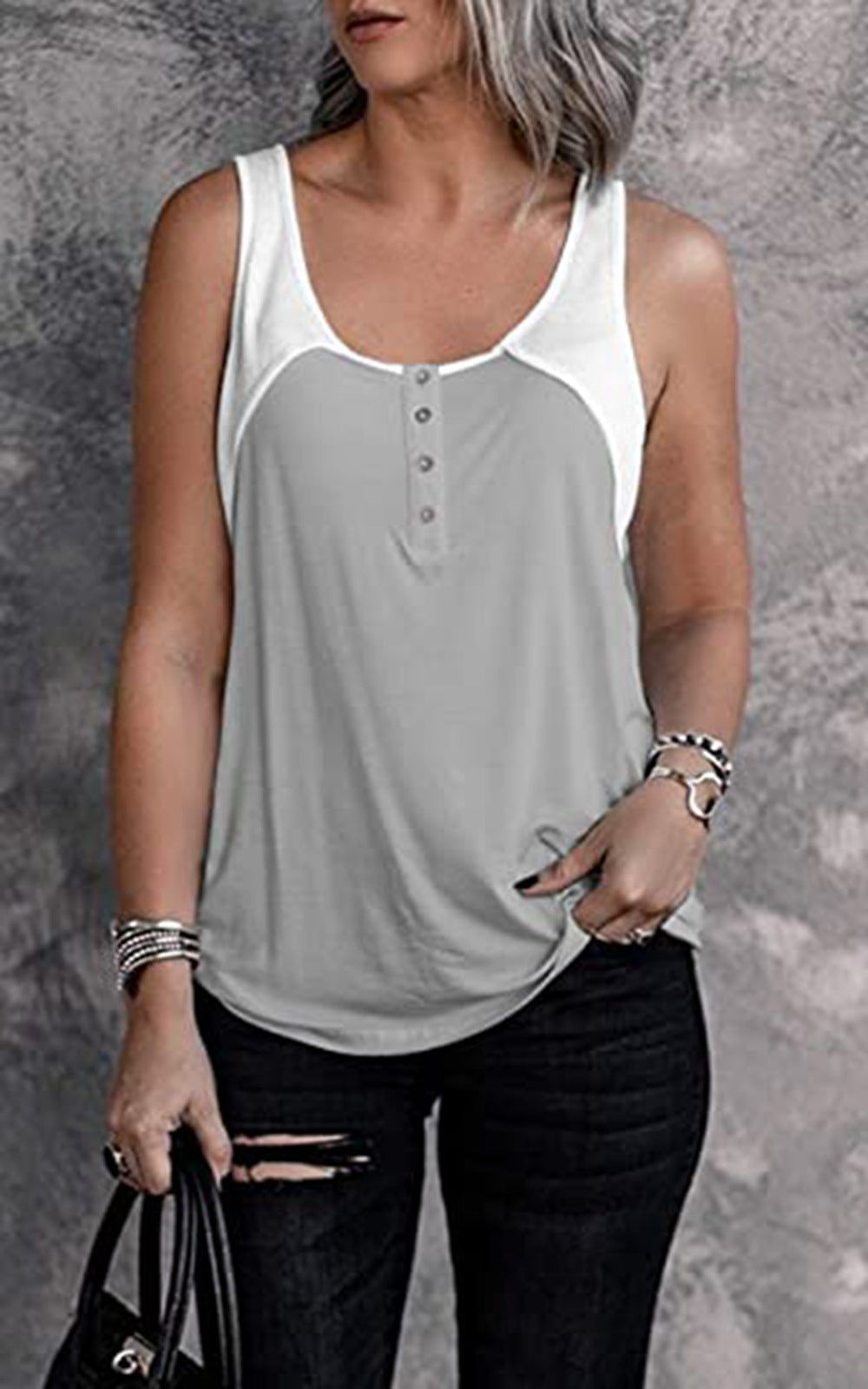 Women's military cut top with button placket Ivyshape