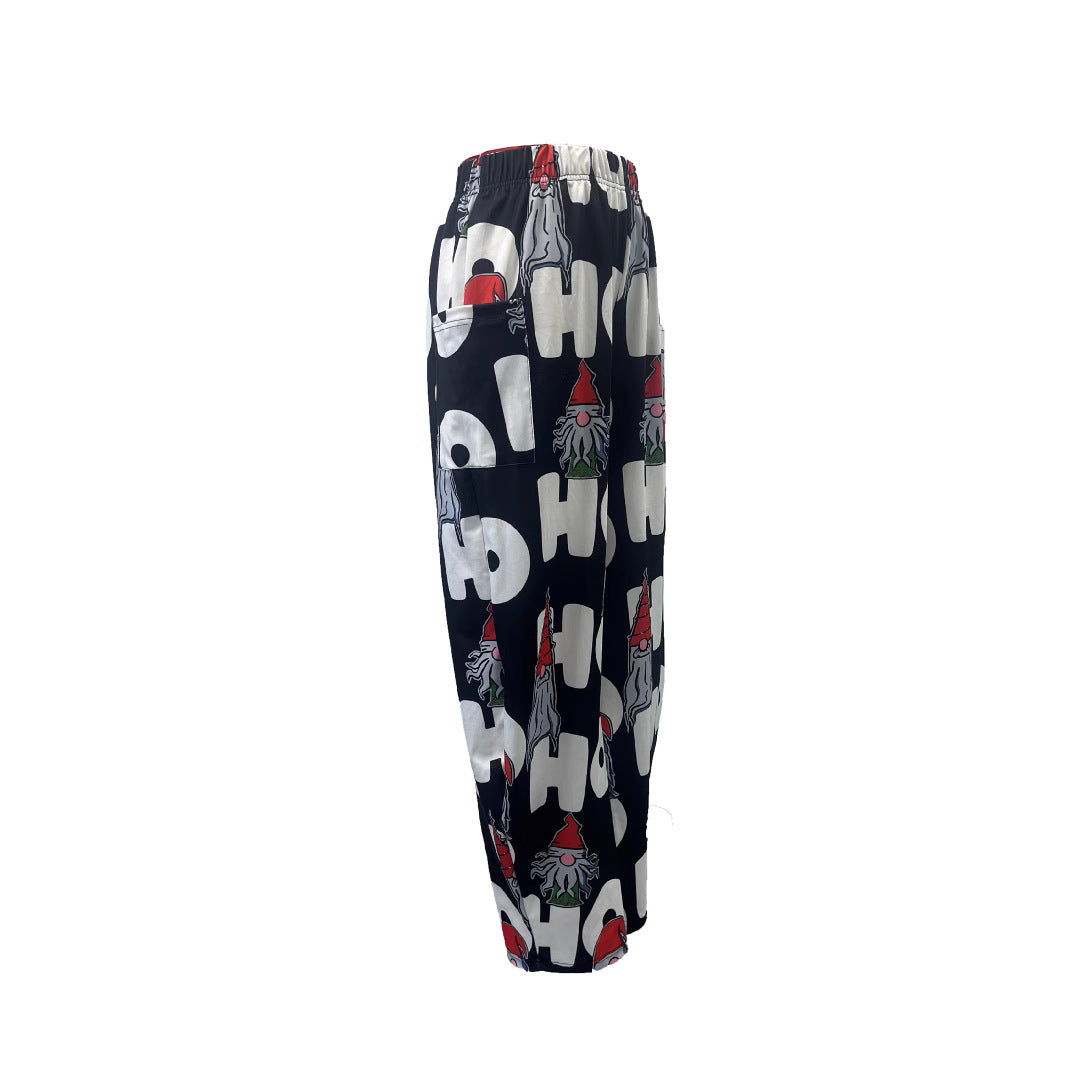 Ladies Festive Gnome Print Wide Pants Ivyshape