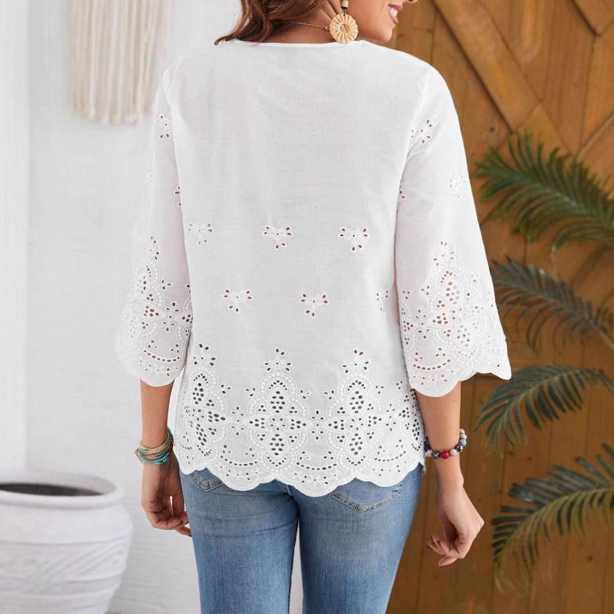 Ladies blouse with intricate embroidery Ivyshape
