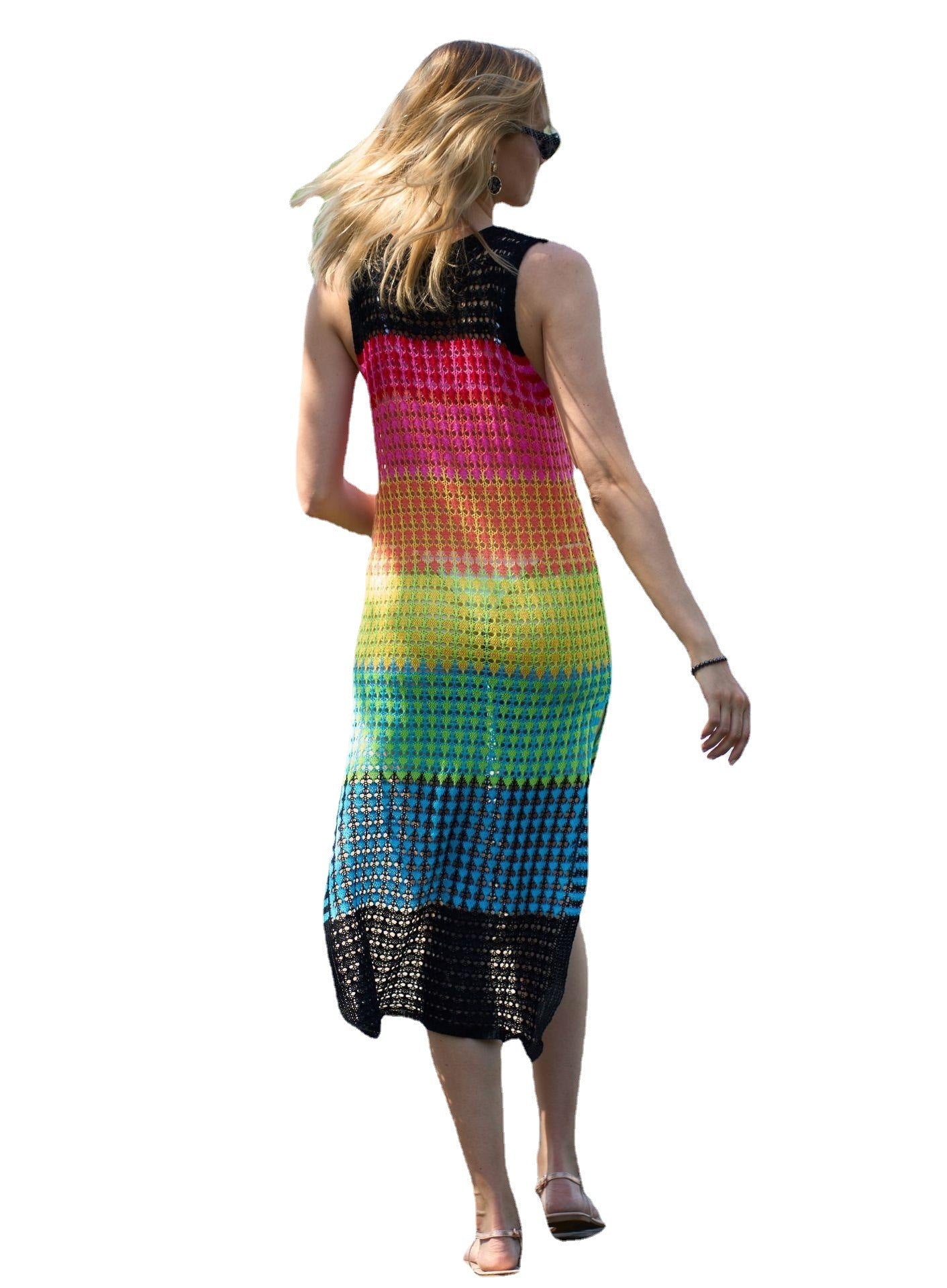 Women's Loose Beach Summer Dress in Colorful Fabric Style Ivyshape