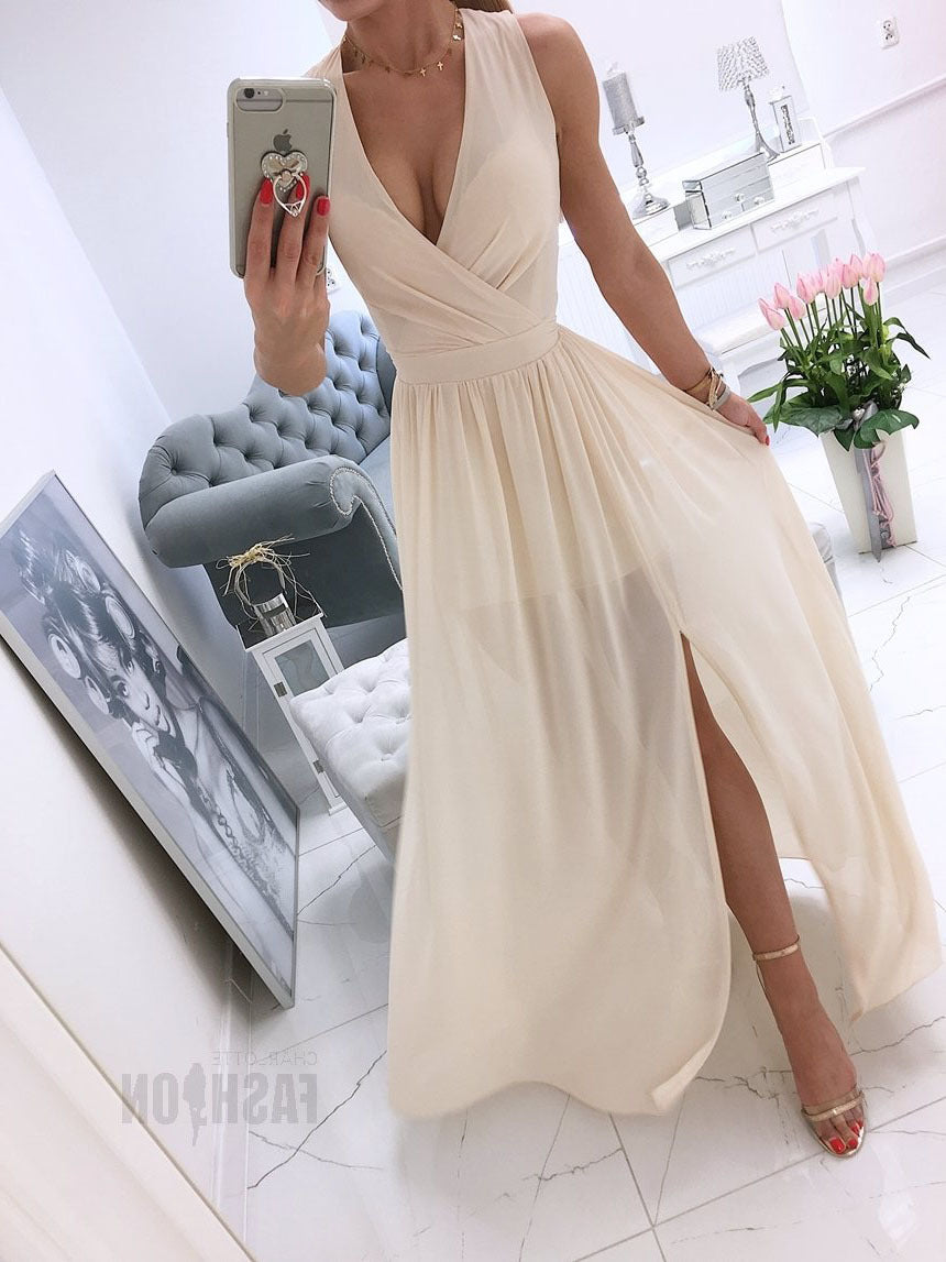 Women's asymmetrical wrap dress with elegant V-neck and flowy hem Ivyshape