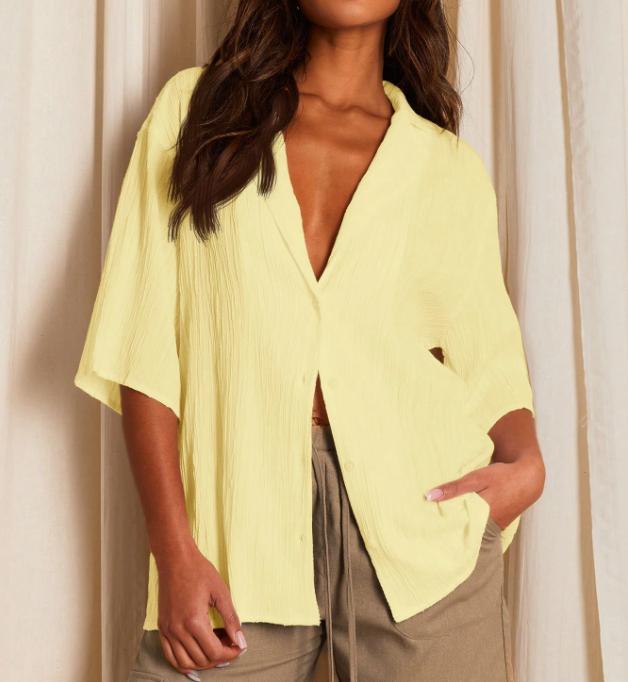 Ladies casual blouse with textured fabric Ivyshape