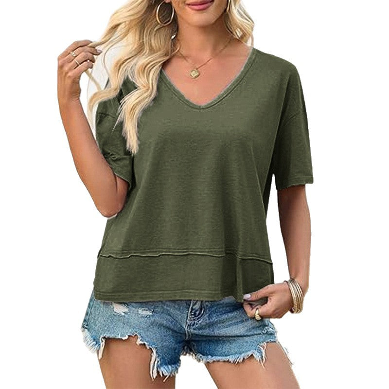 Women's Casual V-Neck Oversized T-Shirt Ivyshape