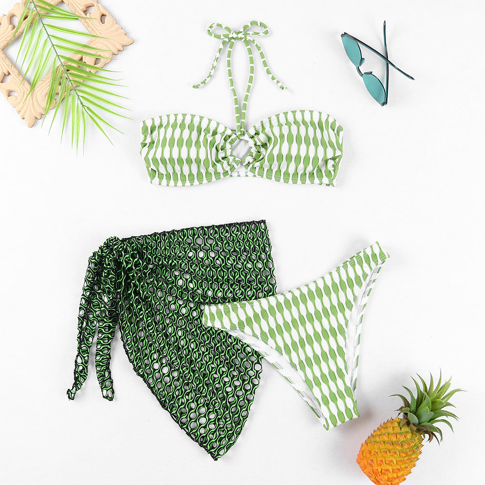 Women's bikini set with playful pattern and light mesh cover Ivyshape
