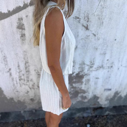 Women's Button-Up Striped Two-Piece Set Ivyshape