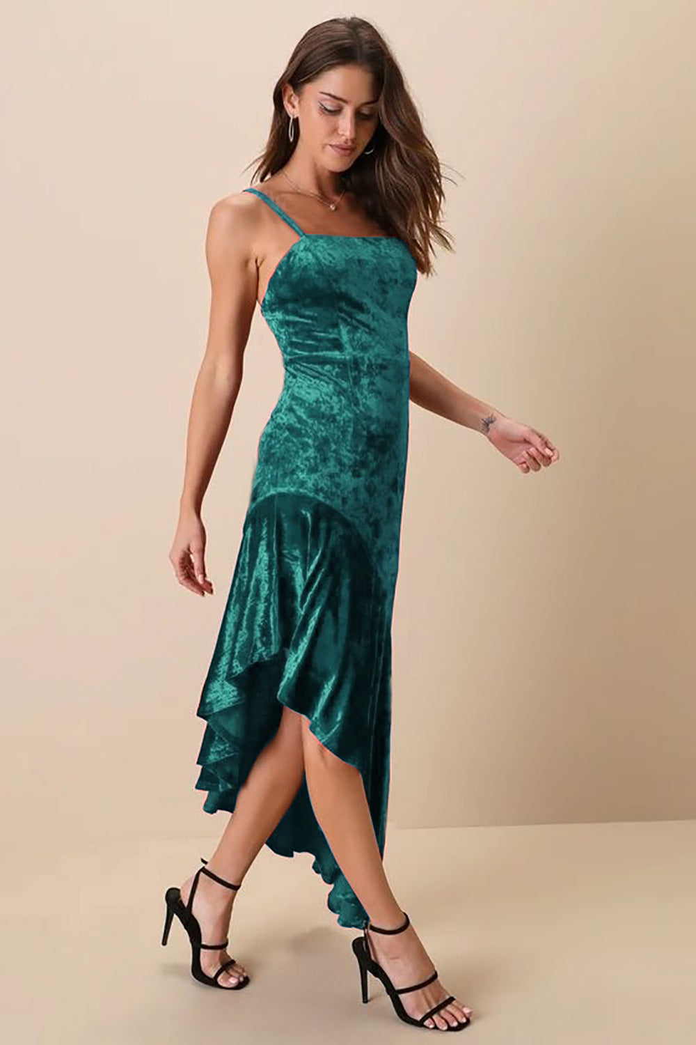 Women's Velvet High-Low Maxi Dress Ivyshape