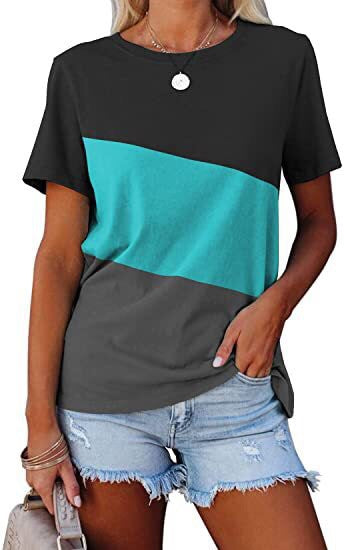 Women's Color Block Casual T-Shirt Ivyshape