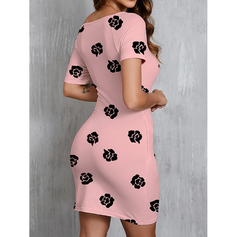 Women's summer dress with floral design Ivyshape