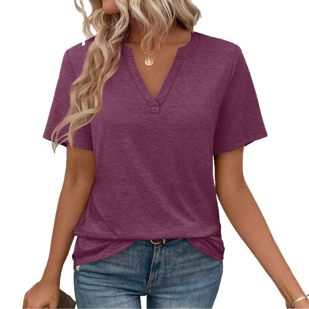 Women V-Neck Casual T-Shirt Ivyshape
