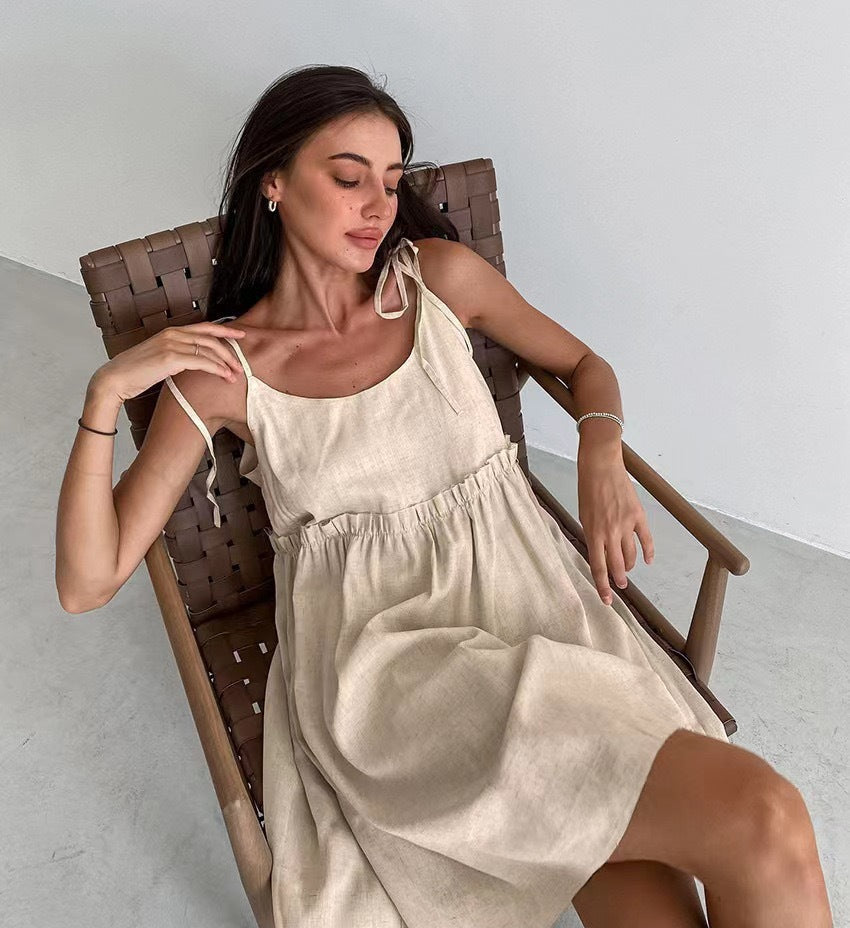 Women's Casual Linen A-Line Dress Ivyshape