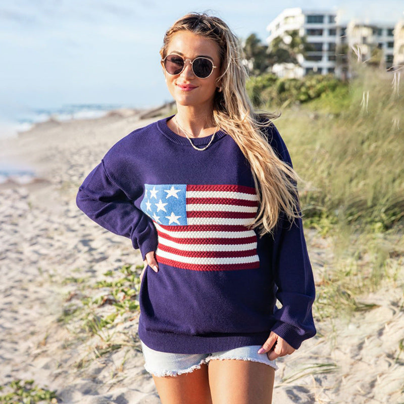 Women's sweatshirt with American flag in casual style Ivyshape