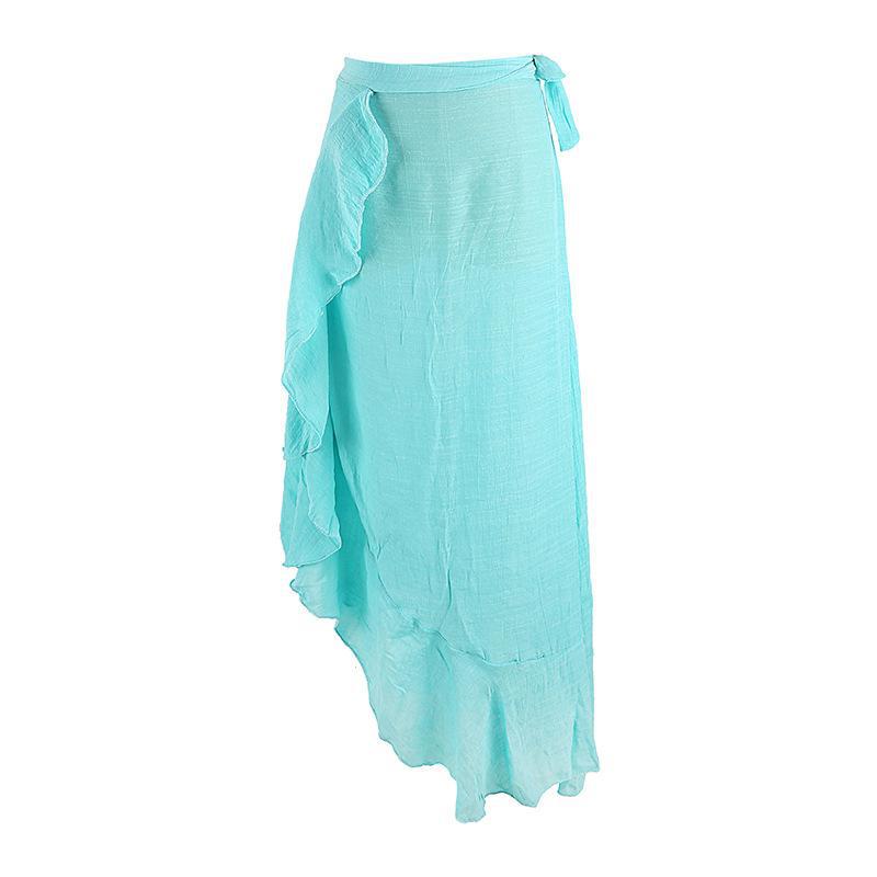 Women's airy beach skirt with sophisticated fringes and knot detail Ivyshape