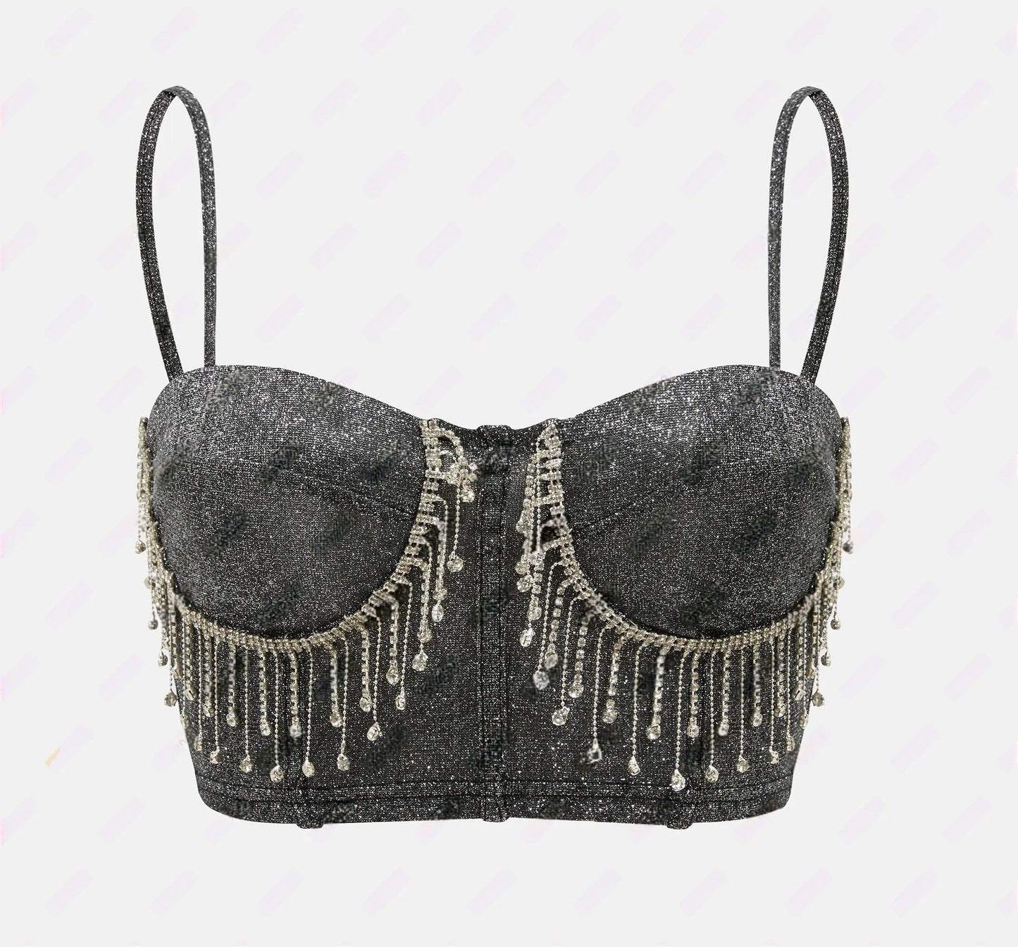 Women's Sparkling Off-Shoulder Crop Top with Bead Embellishments Ivyshape