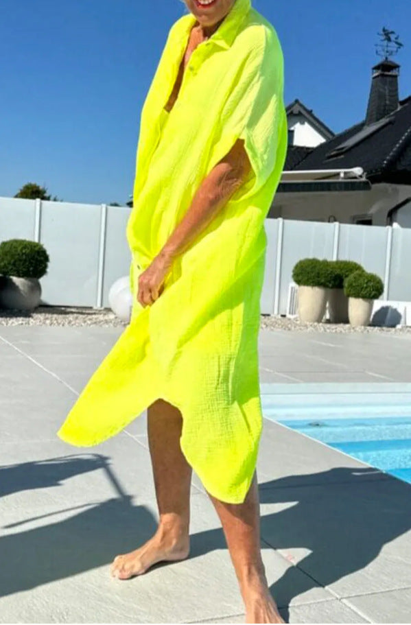 Women's Lightweight Cotton Button-Up Overdress Ivyshape