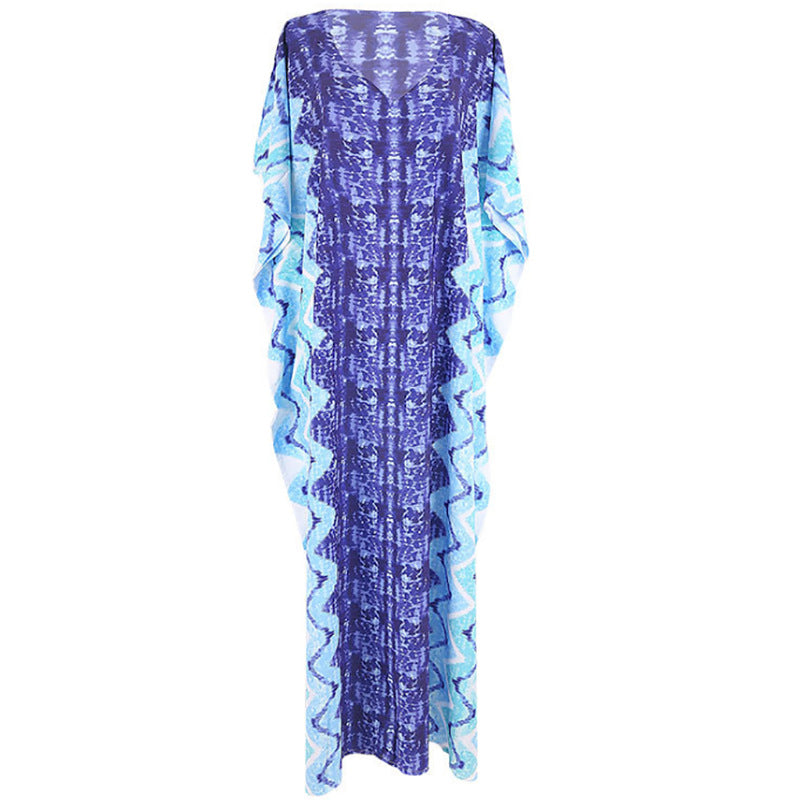 Women's beach kaftan with modern wave pattern Ivyshape